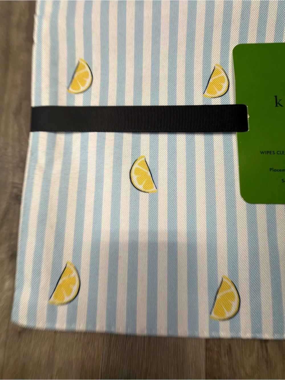 kate spade Blue and Yellow Lemon Stripe Placemats - Set of 4 NWT